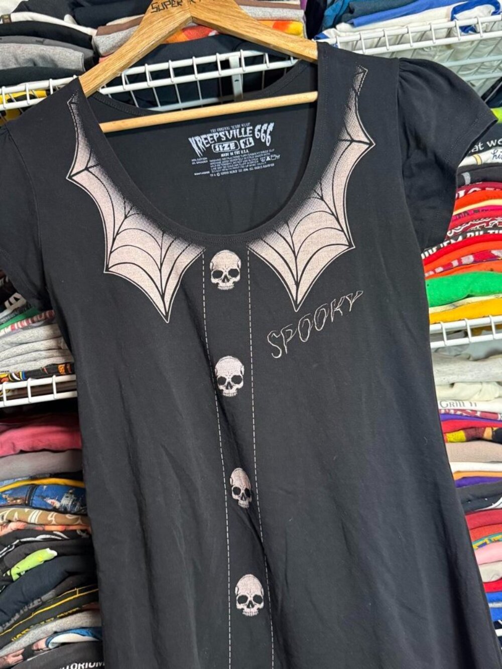 Kreepsville 666 spooky black t shirt dress